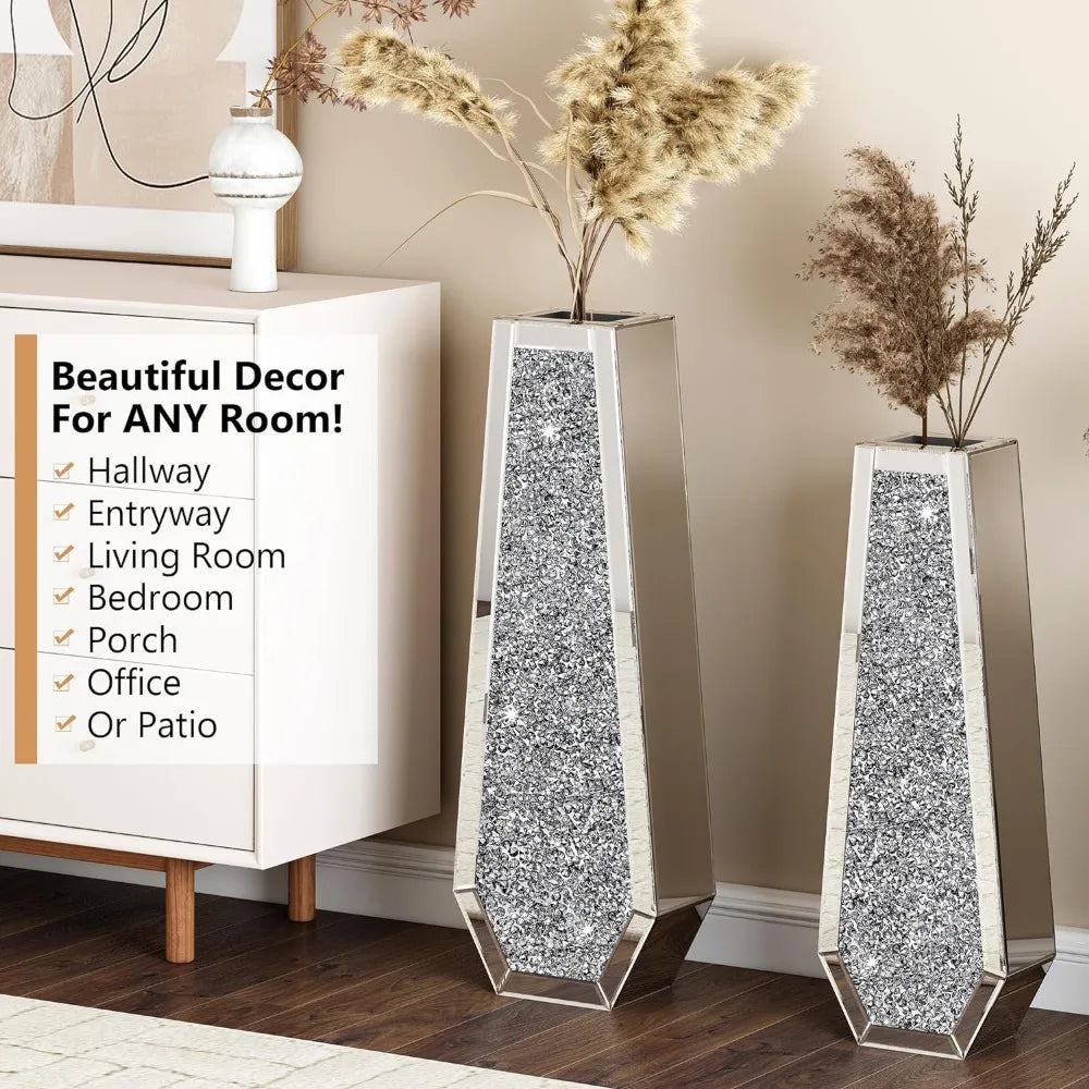 24 Inches Home Decor Crushed Diamond Tall Floor Vase