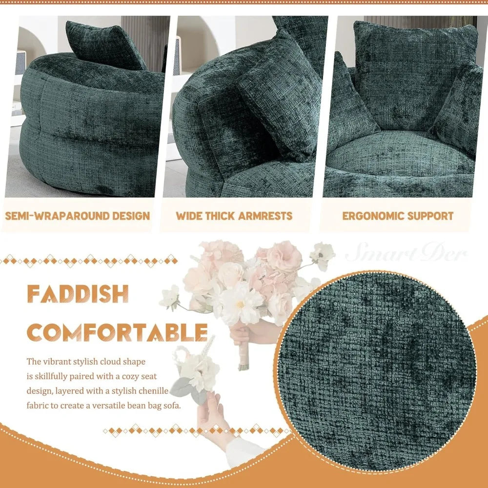 Oversized Bean Bag Couch with 3 Pillows