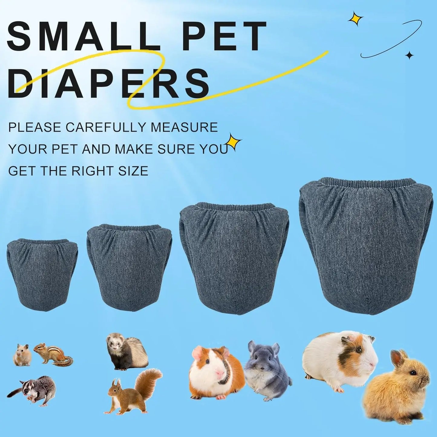 2PCS Small Pet Reusable Washable Underpants for Squirrels Chinchillas Hamsters