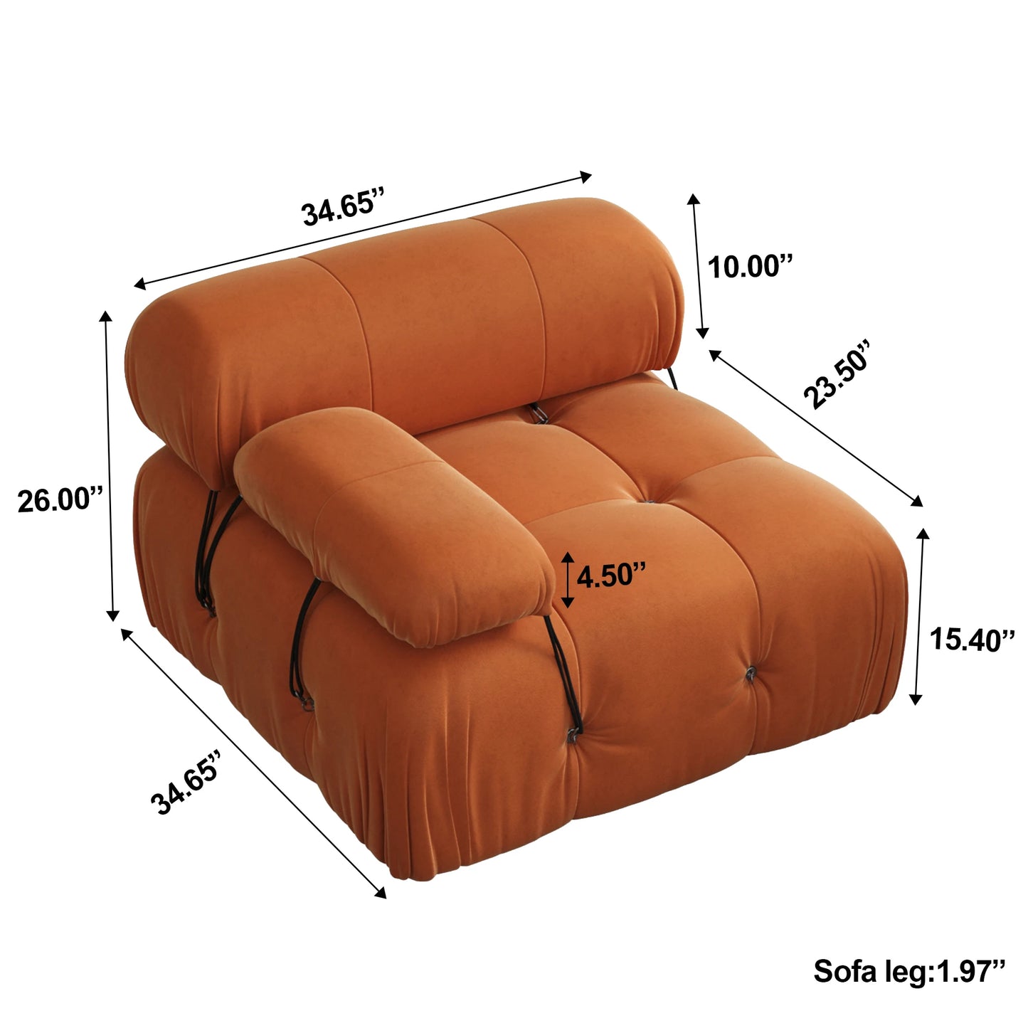 104" Modular Sectional Sofas Luxury Modern Velvet 4-Seat