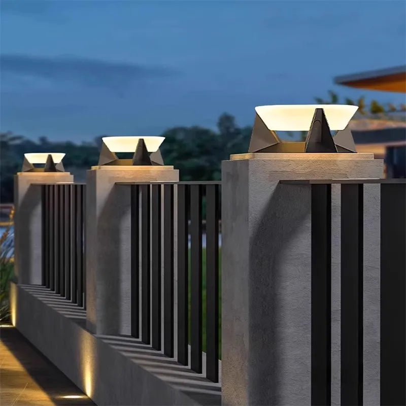 LED Cylindrical Solar Column Lamps Waterproof