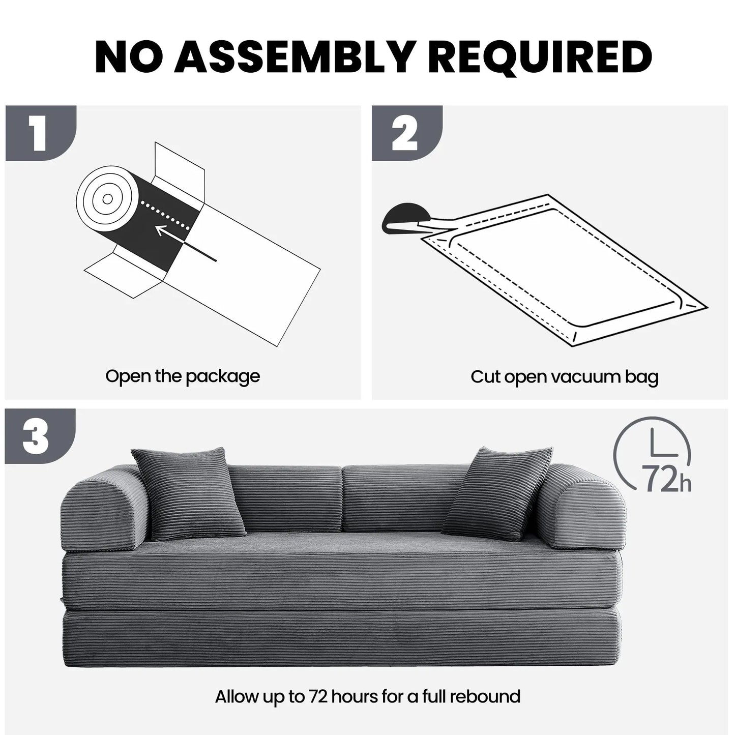 79" Convertible Sofa Bed with Fixed-Shape Frame & Removable Armrests