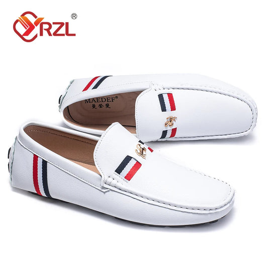 Mens Leather Casual Slip on Moccasins