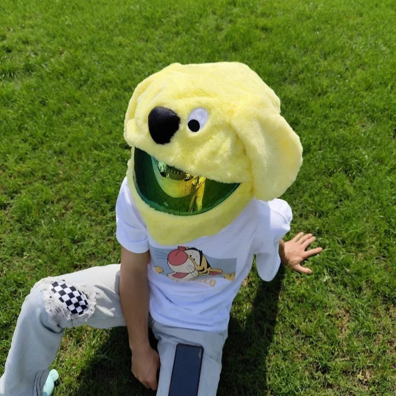 Cartoon Motorcycle Helmet Cover Fluffy Plush
