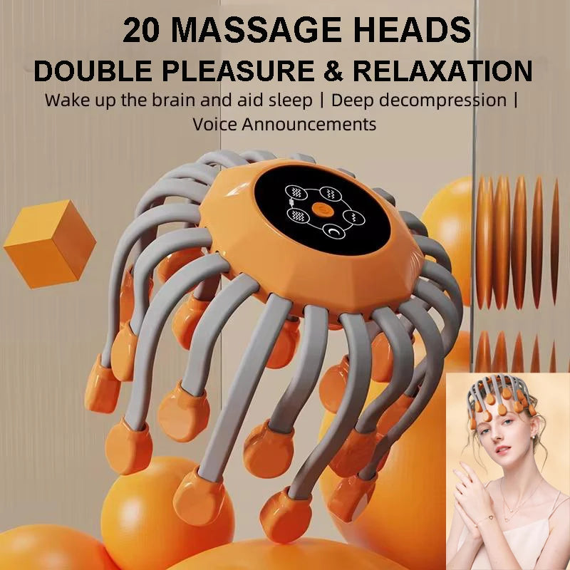 20 Massage Intelligent Heads Orange Scalp Head Massager