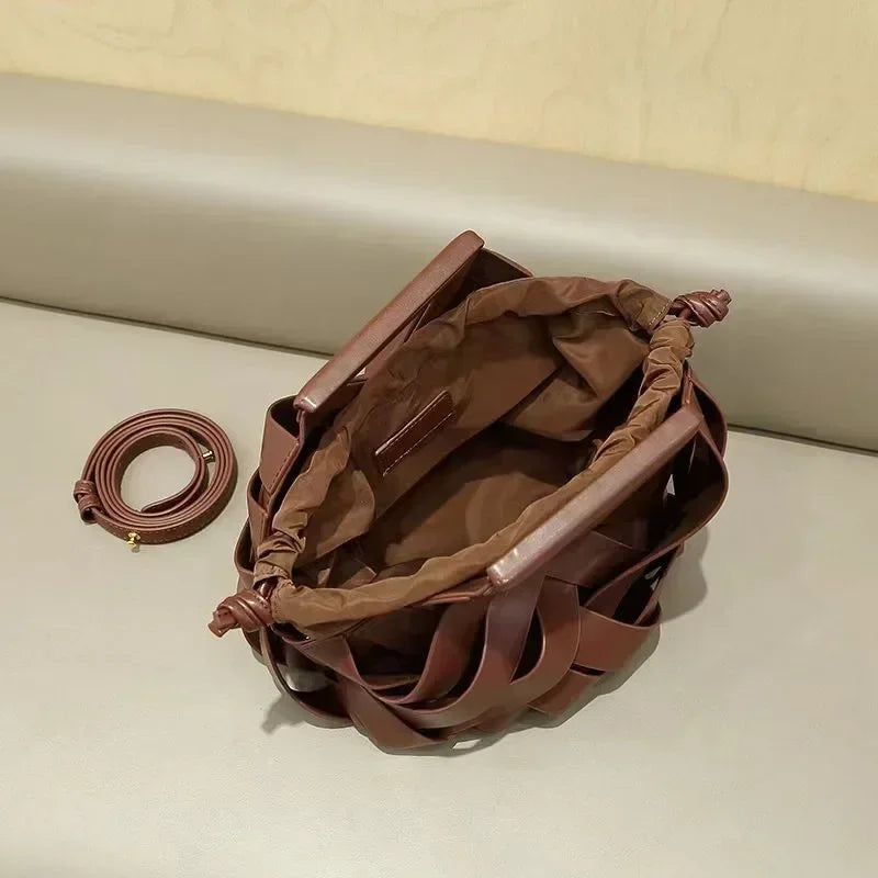 High Fashion Top-Handle Woven Shoulder Bag