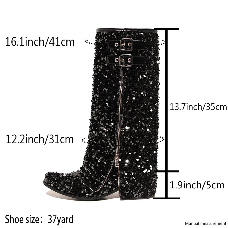 Bright Shiny Blue Women's Mid Calf Boots