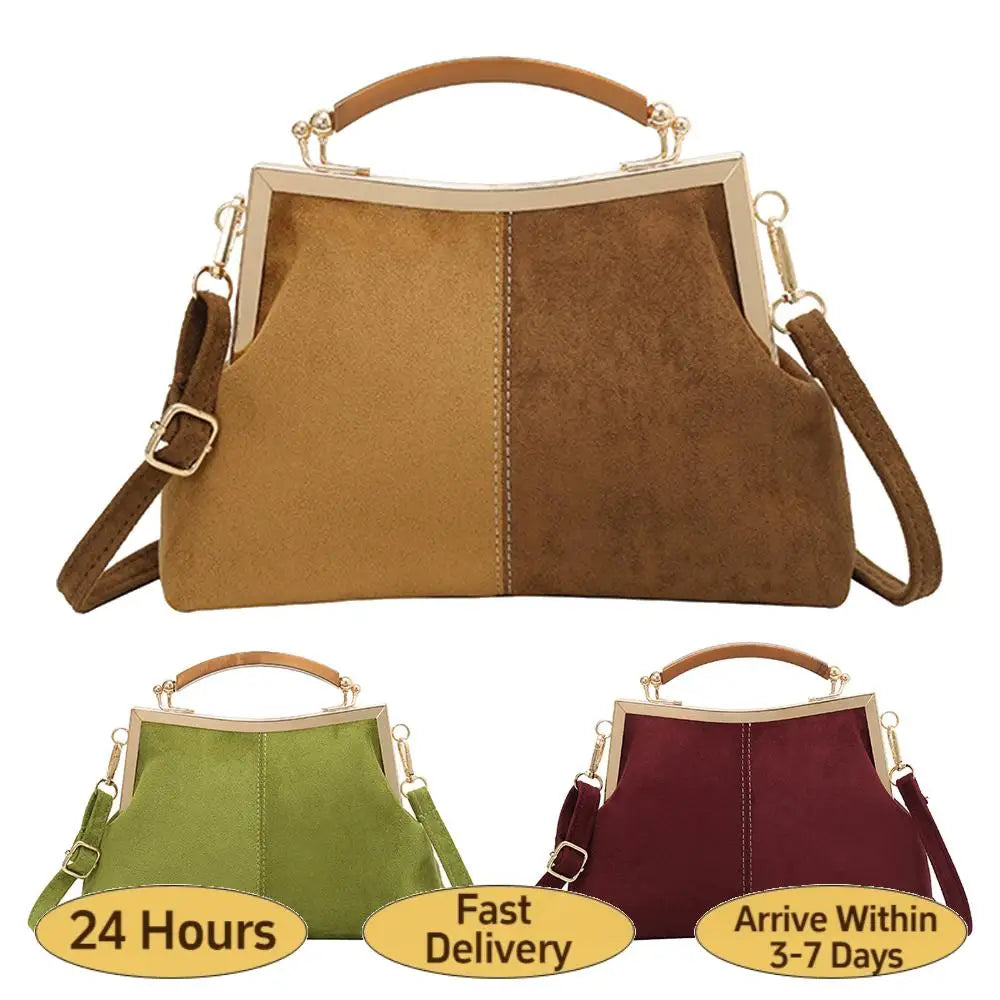 Faux Suede Fashion Handbag