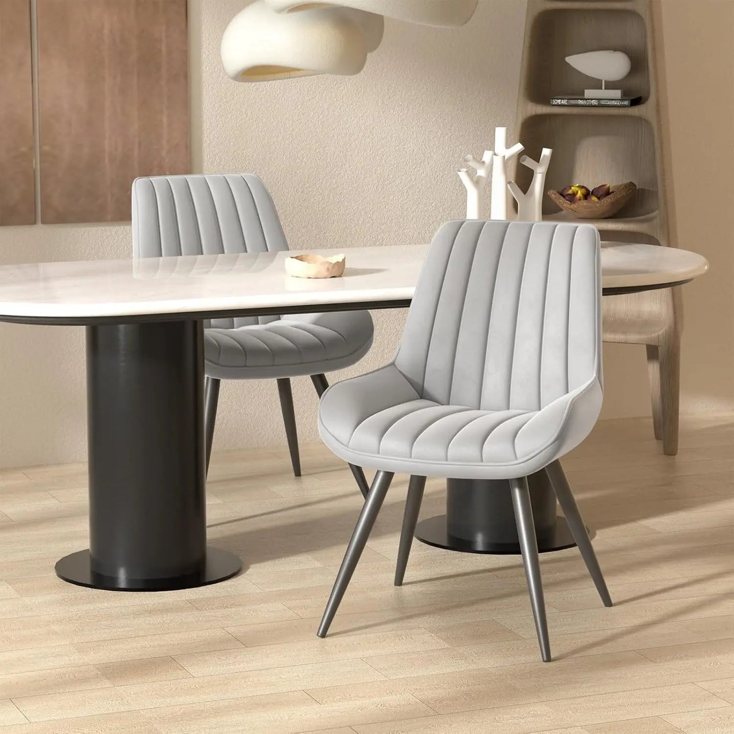 Modern Dining Set of 4, Comfy Chairs with Thick Cushions