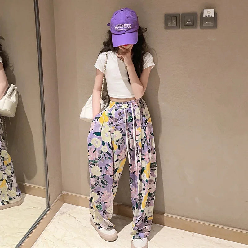 Summer Clothing Set Casual T-shirt Print Wide Leg Pants