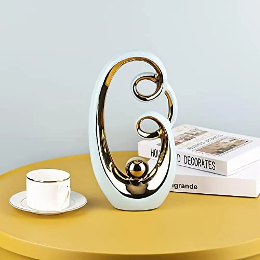 Modern Ceramic Statue Home Decor Pink Gold Sculpture Living Room Office