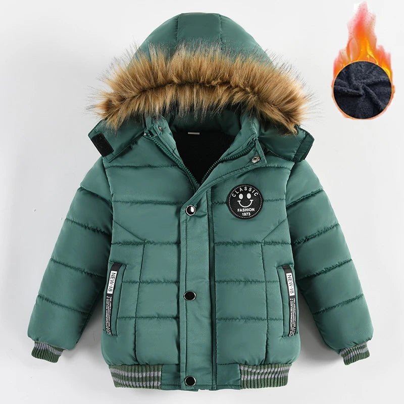 Winter Boys Jacket Warm Fur Collar