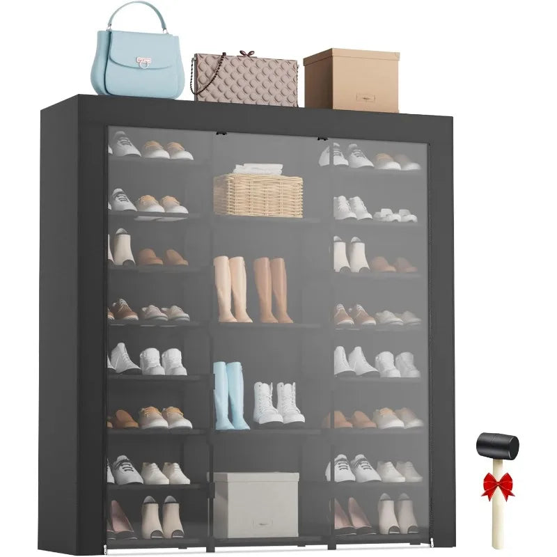 9-Tier Large Tall Shoe Rack with Covers 40-46 Pairs