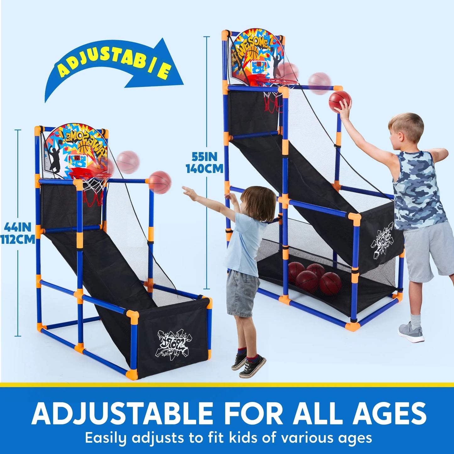 LED Scoring Arcade Basketball Game with 4 Balls for Ages 3-12