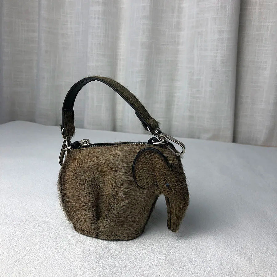 Elephant Shaped Coin Purse Genuine Leather