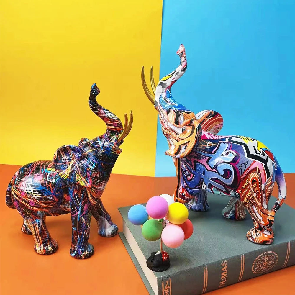 Modern Art Graffiti Elephant Sculpture