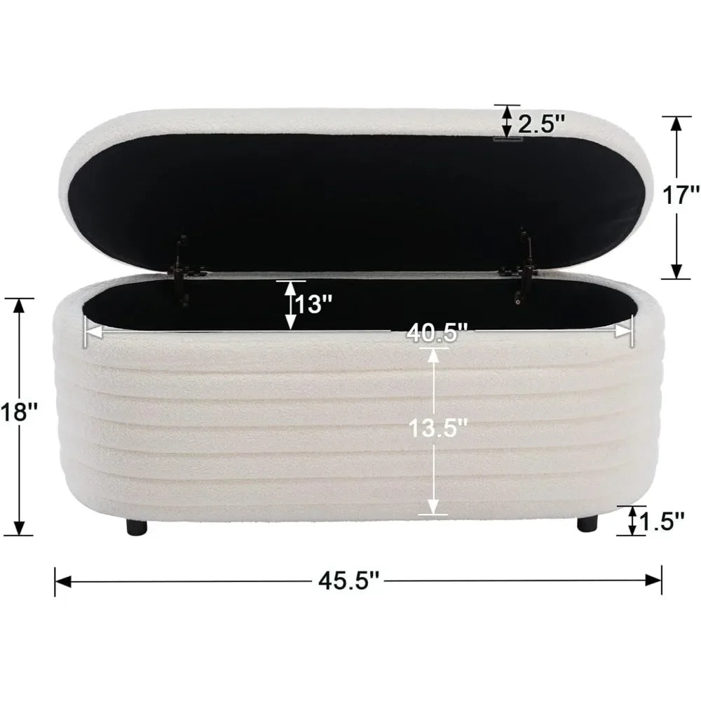 Upholstered Fabric Storage Bench with Safety Hinge