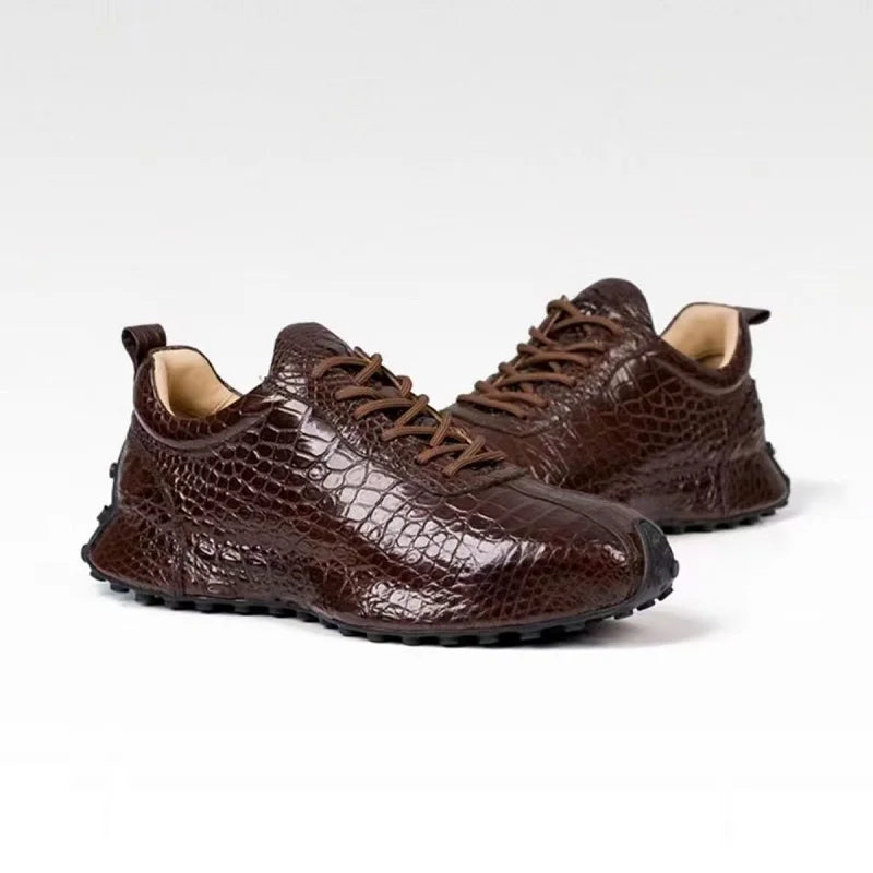 Fashion Crocodile Belly Skin Genuine leather sneakers