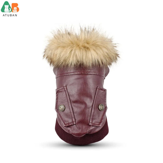Leather Waterproof Jacket for Small to Medium Dogs
