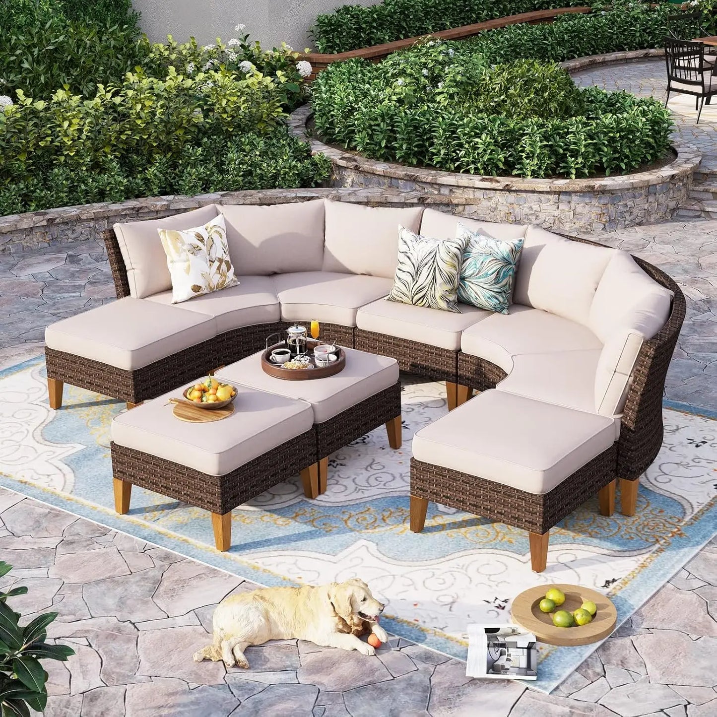 12 Piece Curved Outdoor Sectional Sofa Set