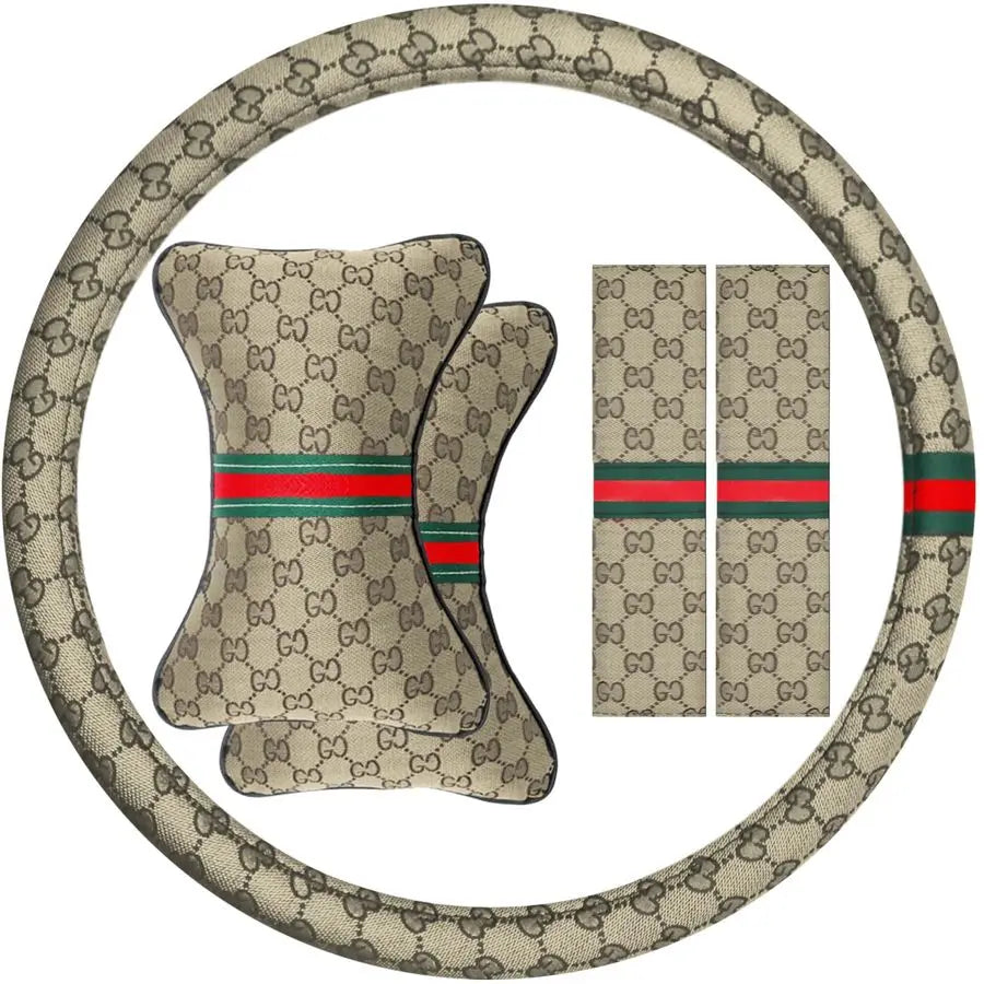 Wheel Cover with 2 Headrest Pillows and Seat Belt Shoulder Pads