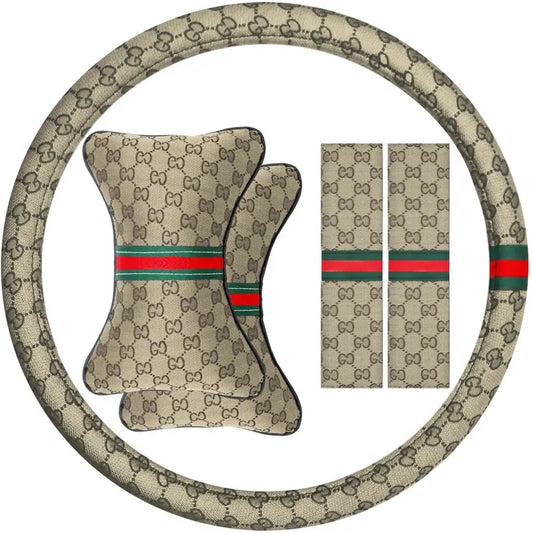 Wheel Cover with 2 Headrest Pillows and Seat Belt Shoulder Pads