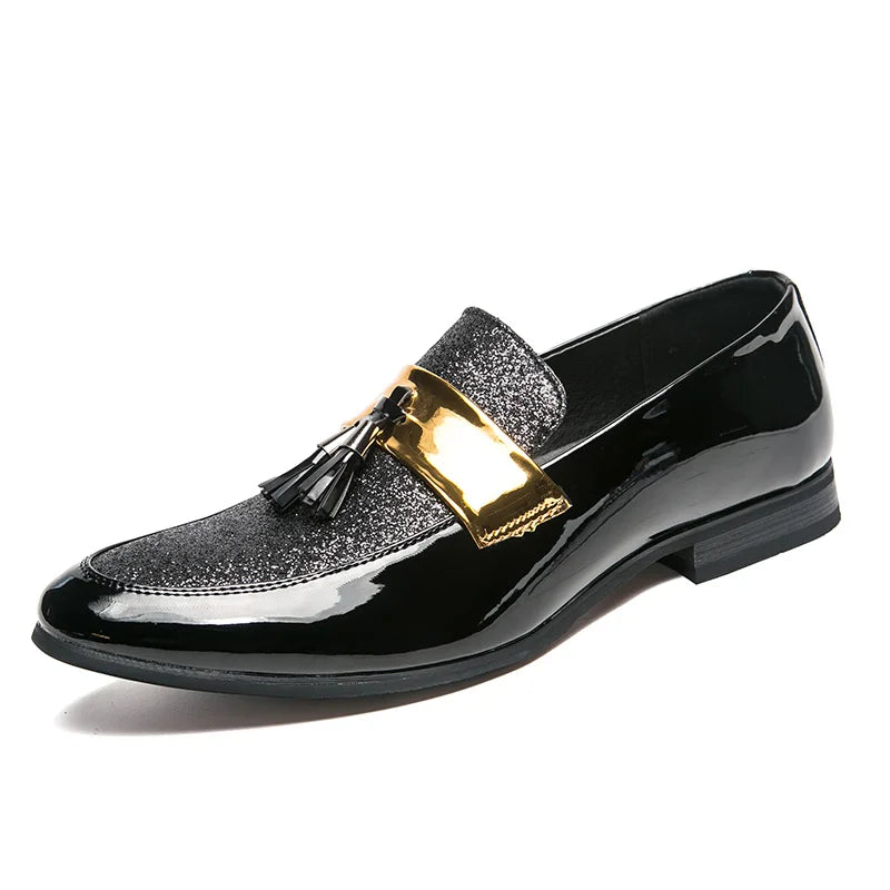 Men Party Black Golden Formal Loafers