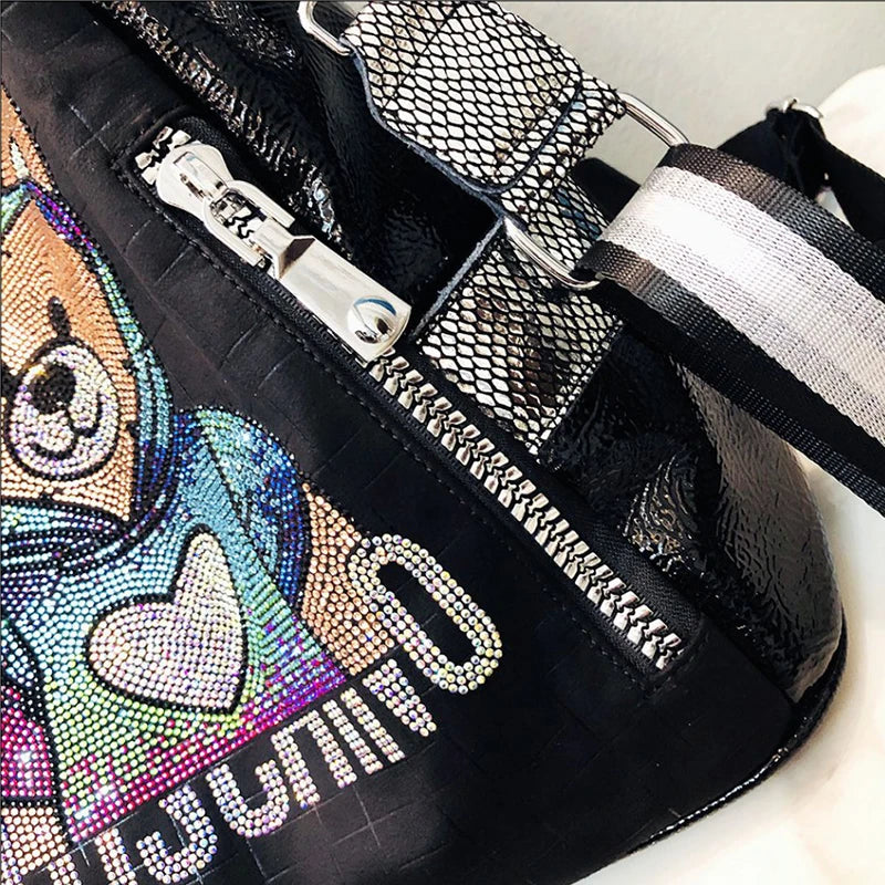 Colorful Diamonds Cute Bear Large Capacity Fashion Shoulder Bag