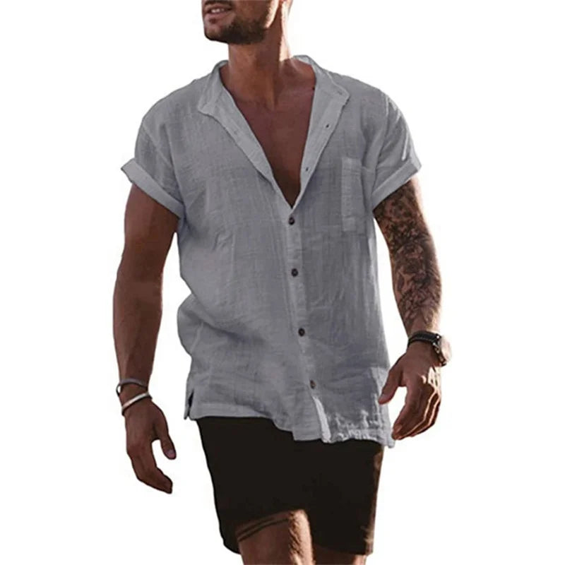 Cotton Linen Short-Sleeved Shirts