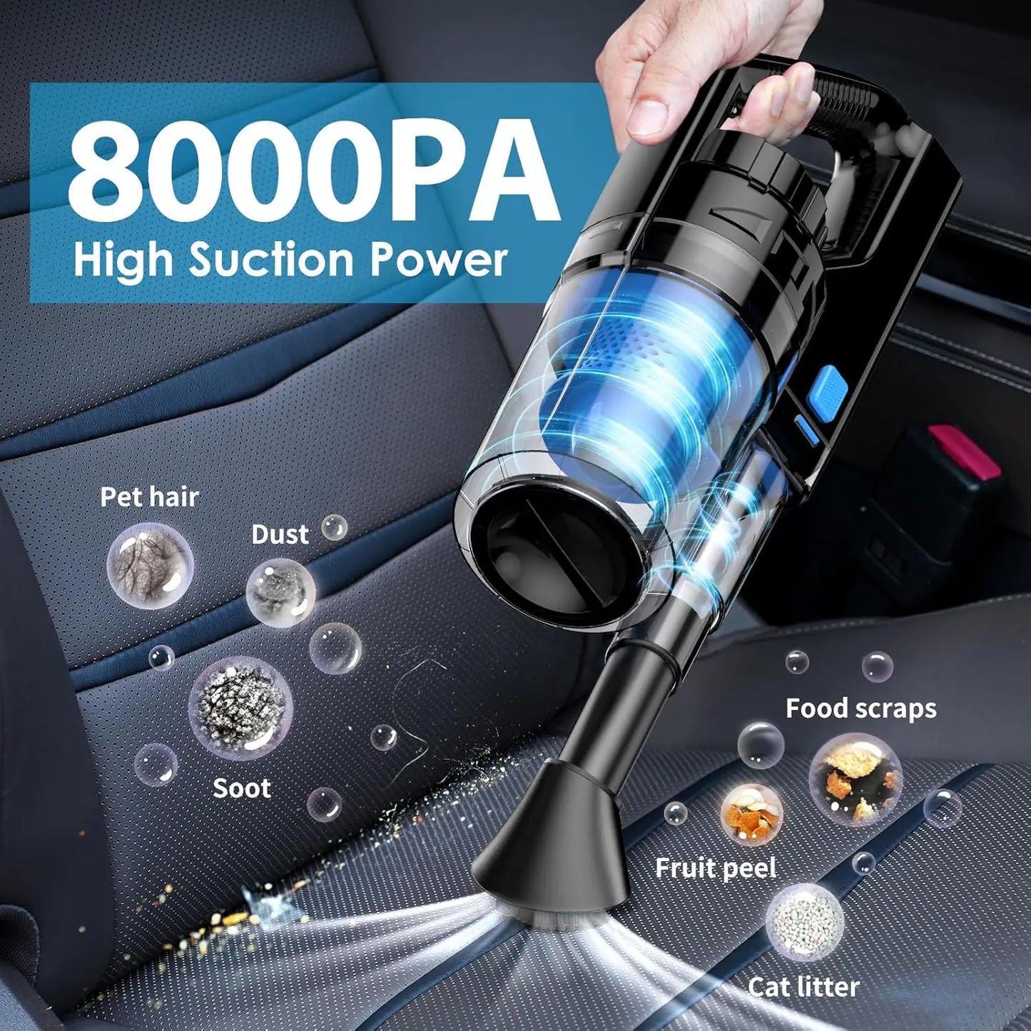 17pcs Car Interior Detailing Kit with Vacuum, Brushes & Cleaning Tools