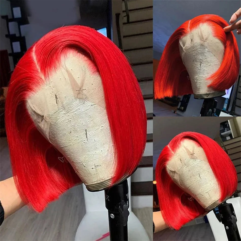 Hot Red Bob 13x4 Lace Front Human Hair Wig Brazilian