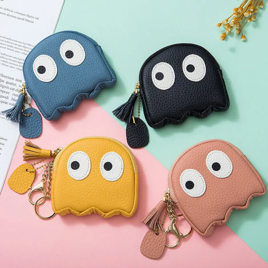 Cute Cartoon Genuine Leather Mini Coin Purse with Keychain