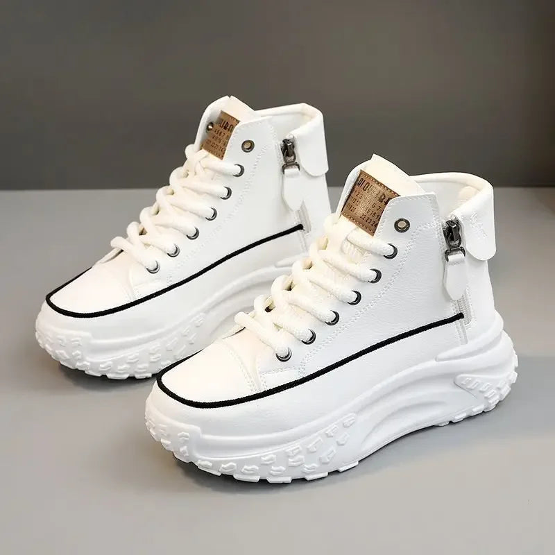 Women's High-Top Casual Lightweight Board Shoes Thick Sole