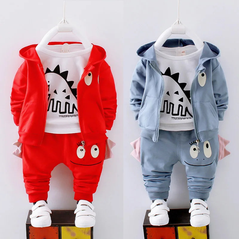 Three-Piece Cartoon Cute Dinosaurs Outfit