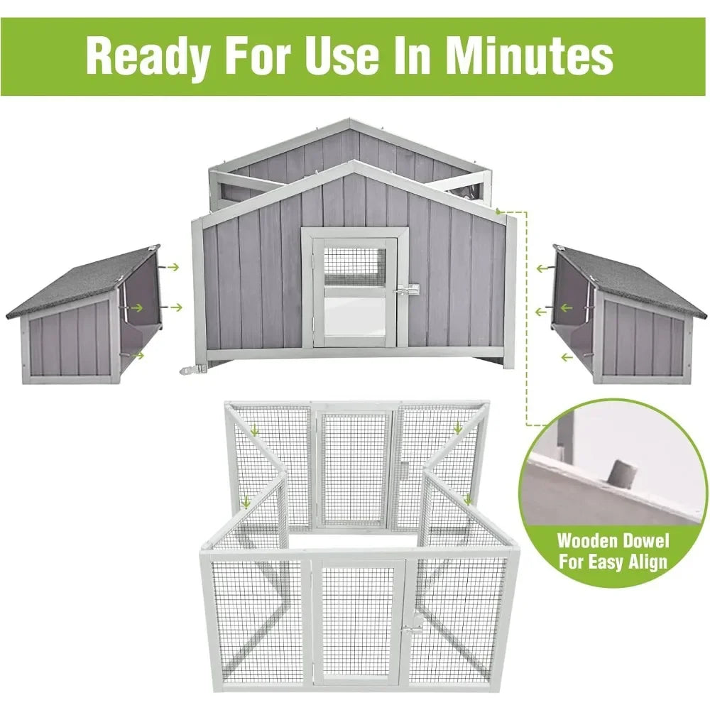 Foldable Chicken Coop for 4-6 Chickens with Four Nesting Boxes