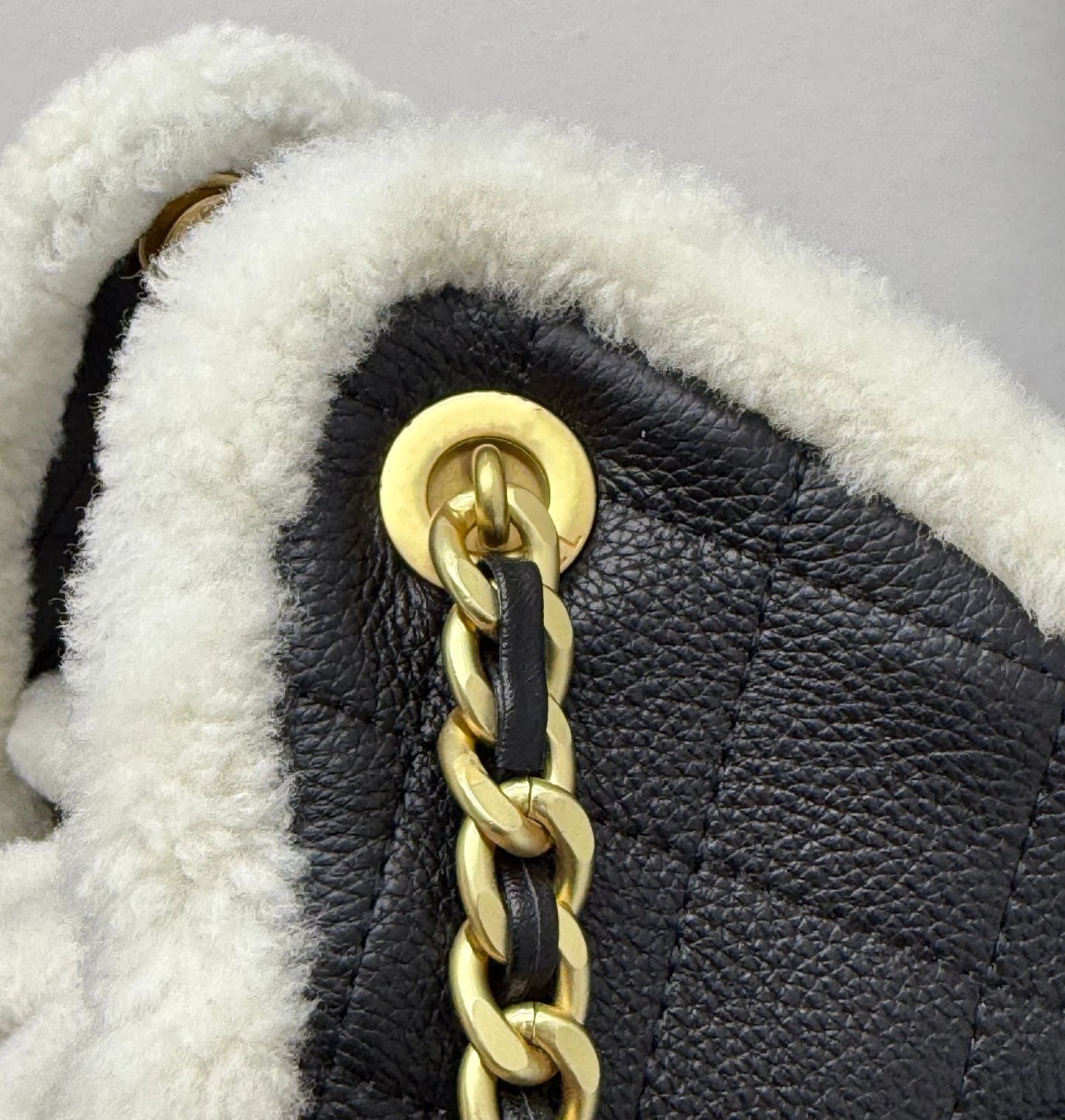 Genuine Leather Lamb Wool Bucket Bag
