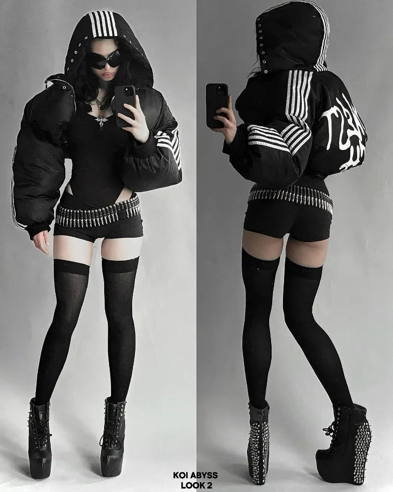 Harajuku Striped Warm Cotton-Padded Jacket