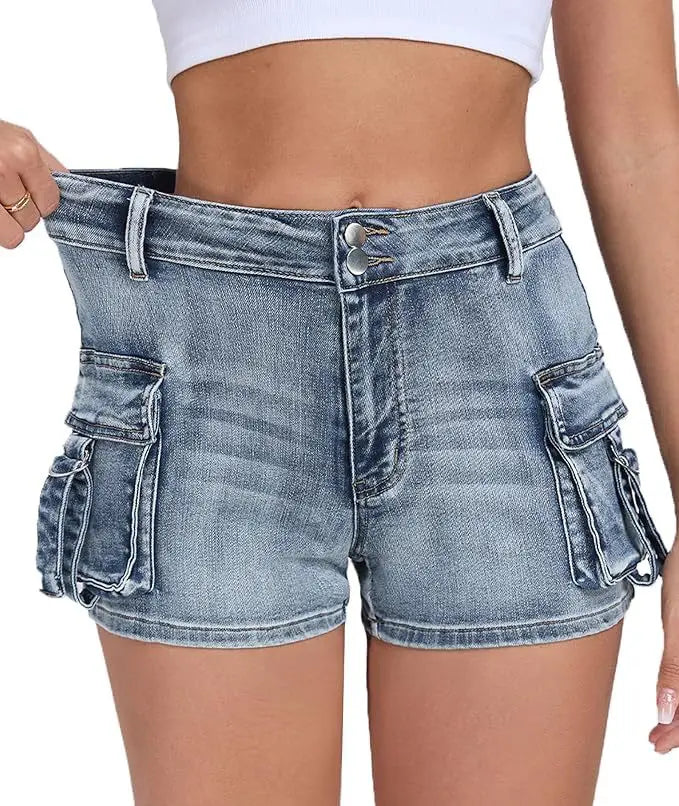 Sexy High Waist Casual Cargo Denim Shorts