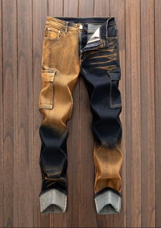 Men's Straight Leg Vintage Jeans Fashionable Street Style