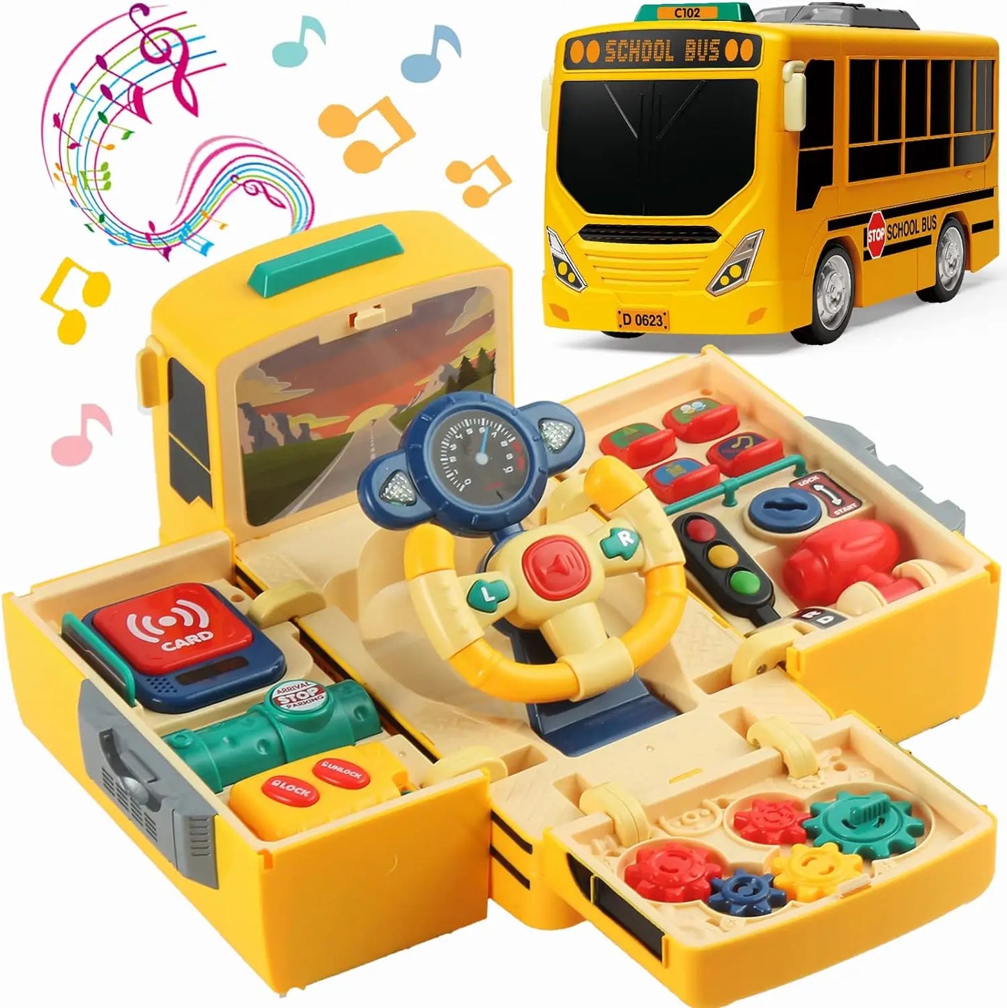 Montessori Bus Toy with Sound and Light