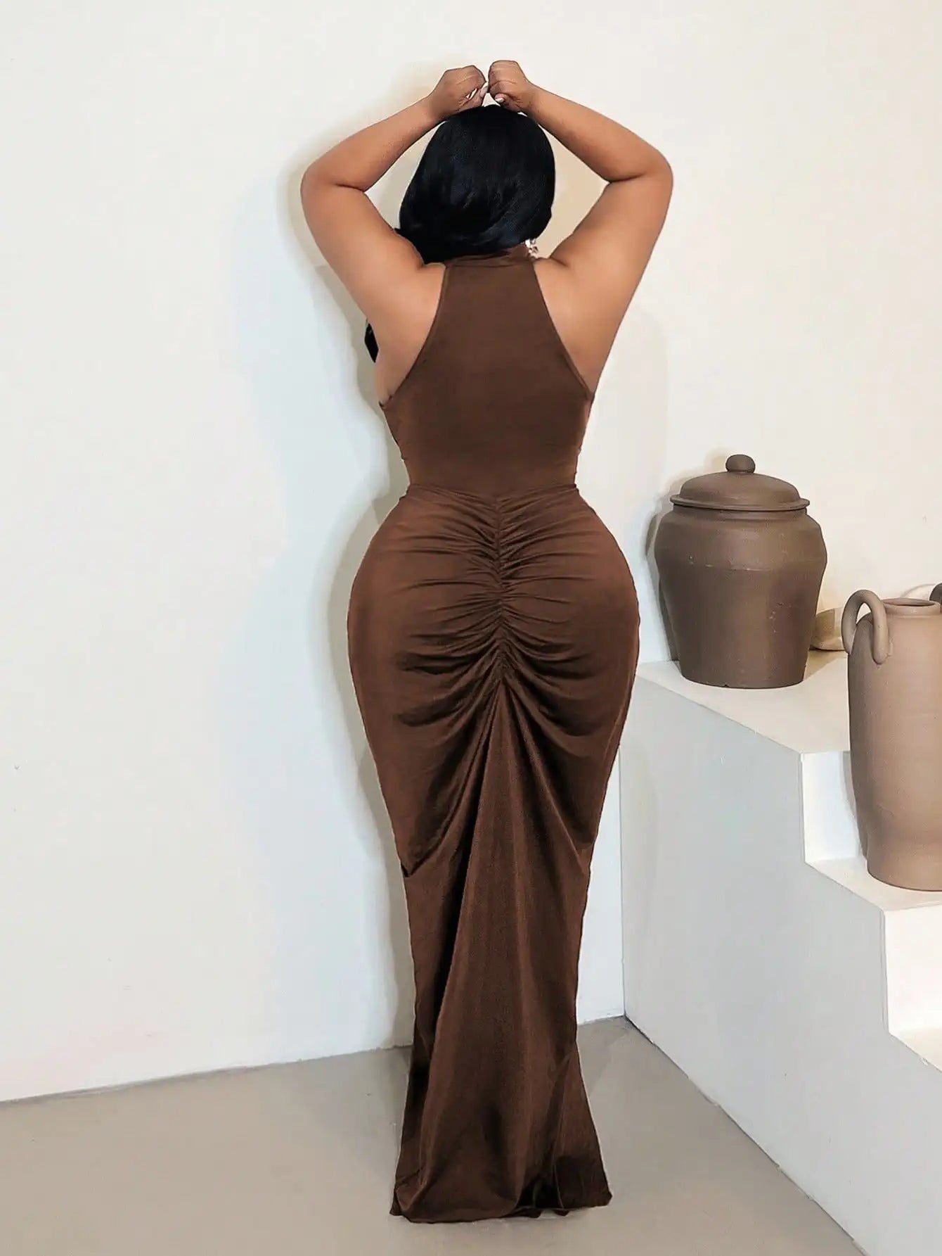 Plus Size Ruche Waist Maxi Dress