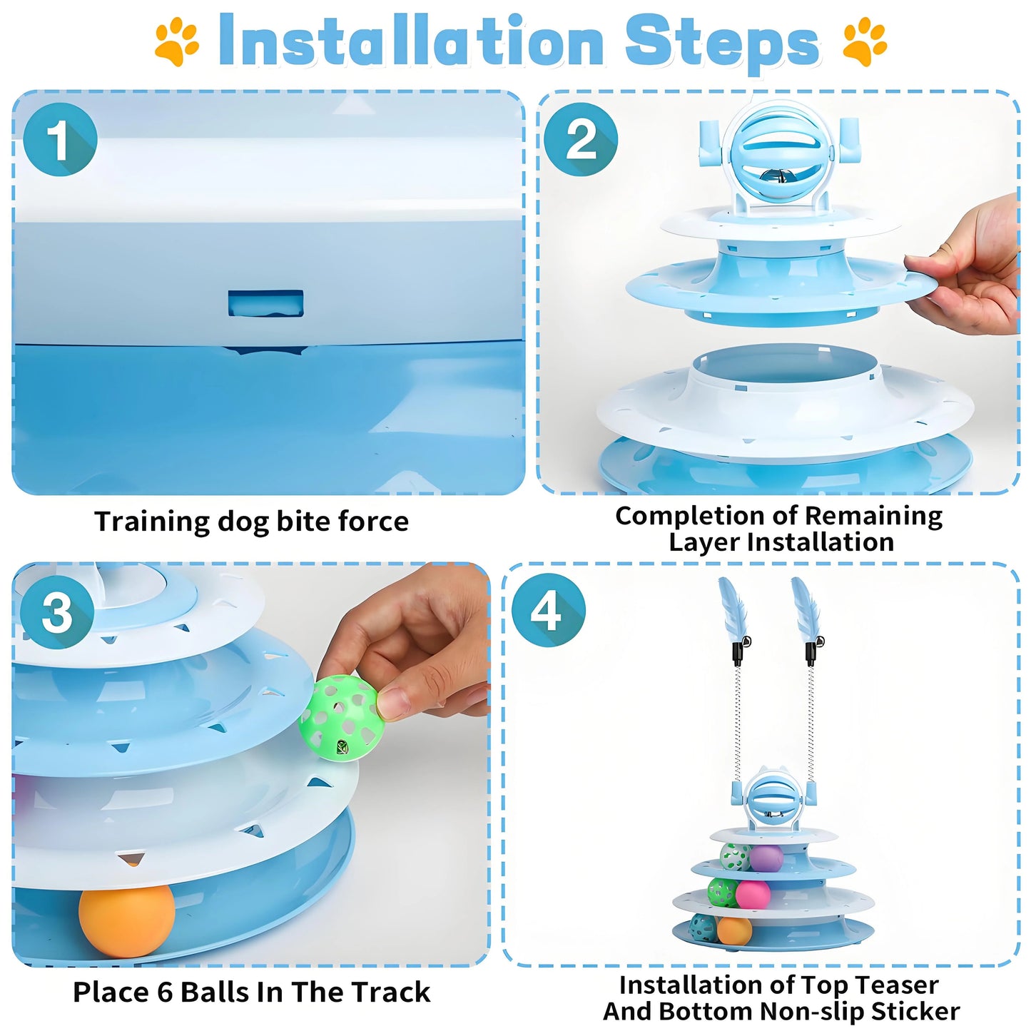 4-Tier Cat Toy - Interactive Spinning Track with LED Balls