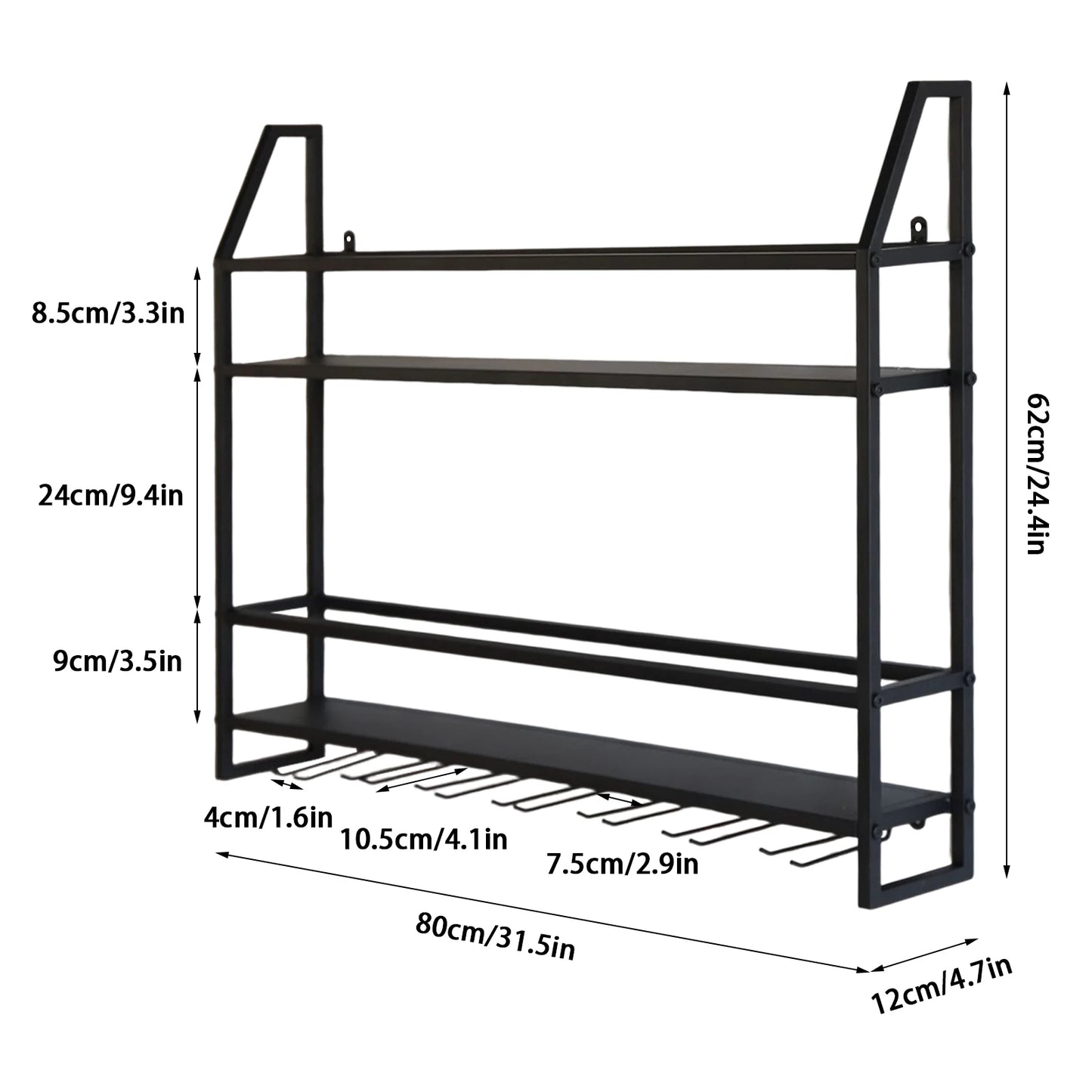 Wall Mounted Iron Wine Rack