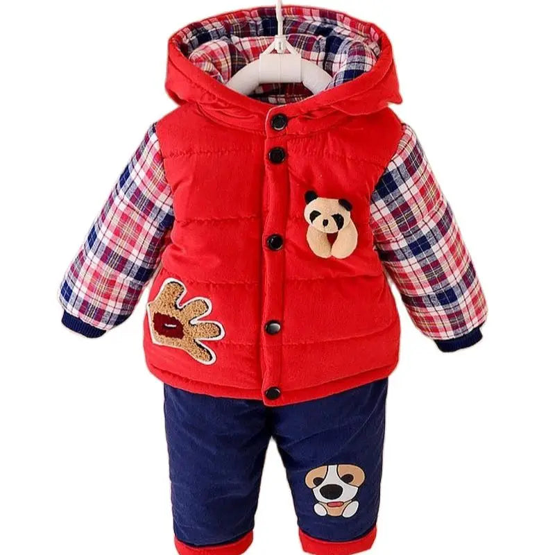 New boys clothing suit set warm down jacket+pants long sleeve coat 0-4 years