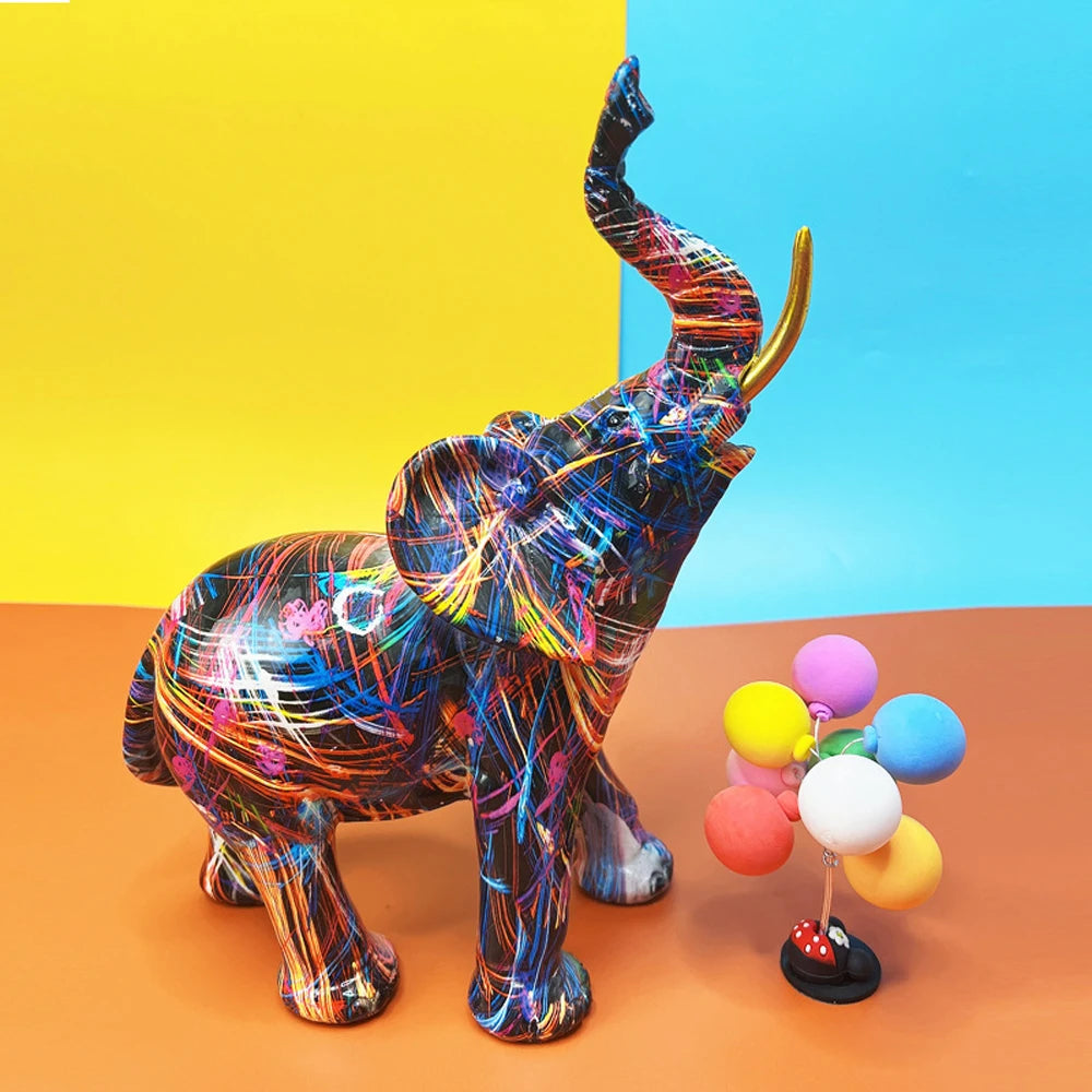 Modern Art Graffiti Elephant Sculpture