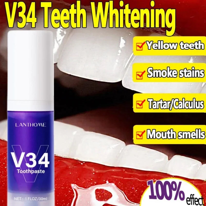 V34 Smile Teeth Whitening Toothpaste Mousse