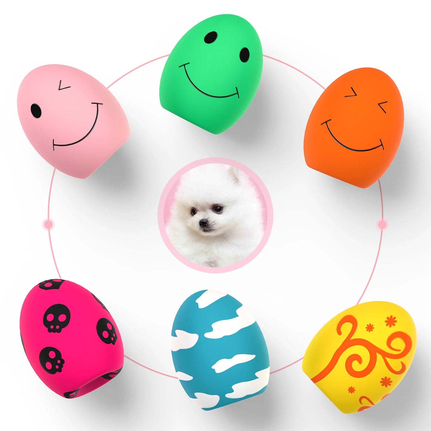 Rubber Toys 8 Pcs Dog Ball Squeaky Sounds