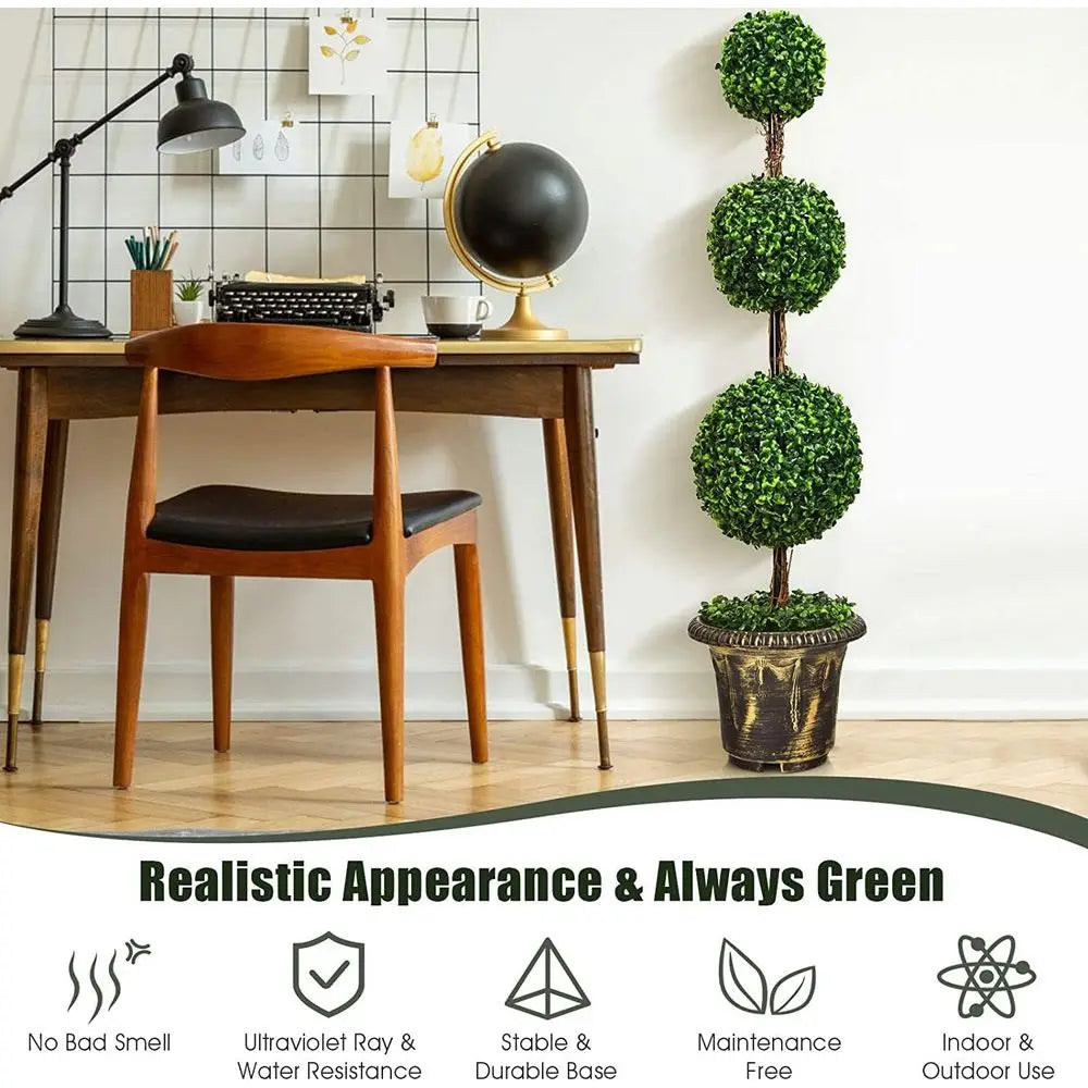 Pair of Artificial Boxwood Topiary Trees