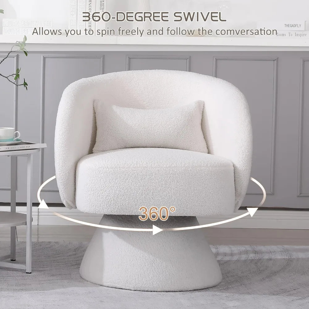 Swivel Chairs Set of 2, 360°Swivel Accent Chair Pillow & Round Back