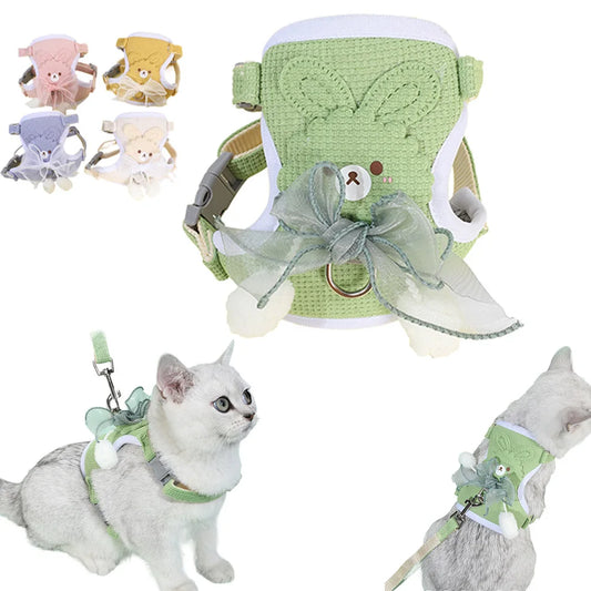 Adjustable Cat Dog Harness with Lead Leash